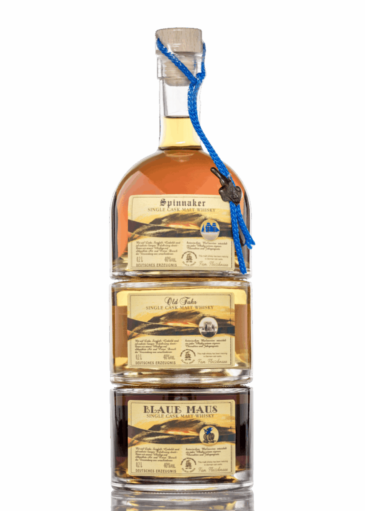 Blaue Maus Whisky Stapelflaschen